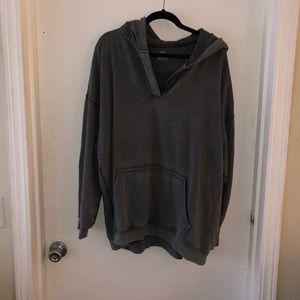 LARGE dark grey aerie distressed hoodie